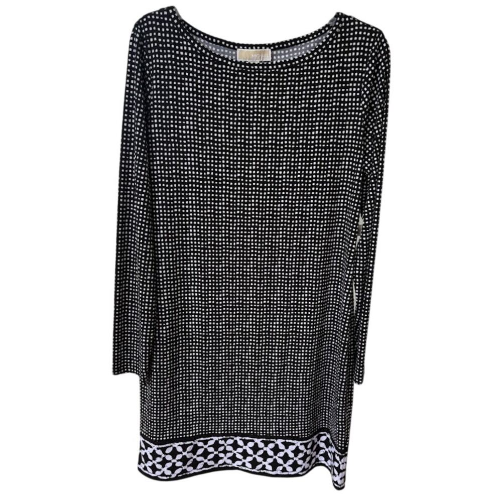Michael Kors Black White Long‎ Sleeve Shift Dress Size Large